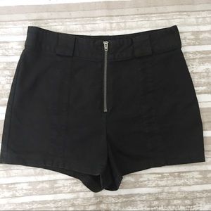 Silence + Noise Front Zip Black Shorts